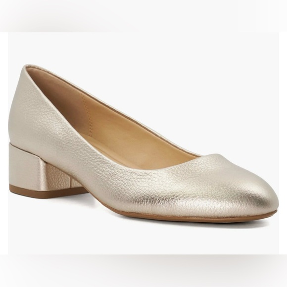 Dune London Shoes - Dune London Bracket Gold Leather Block Heel Pumps 39 US 8.5 Wide